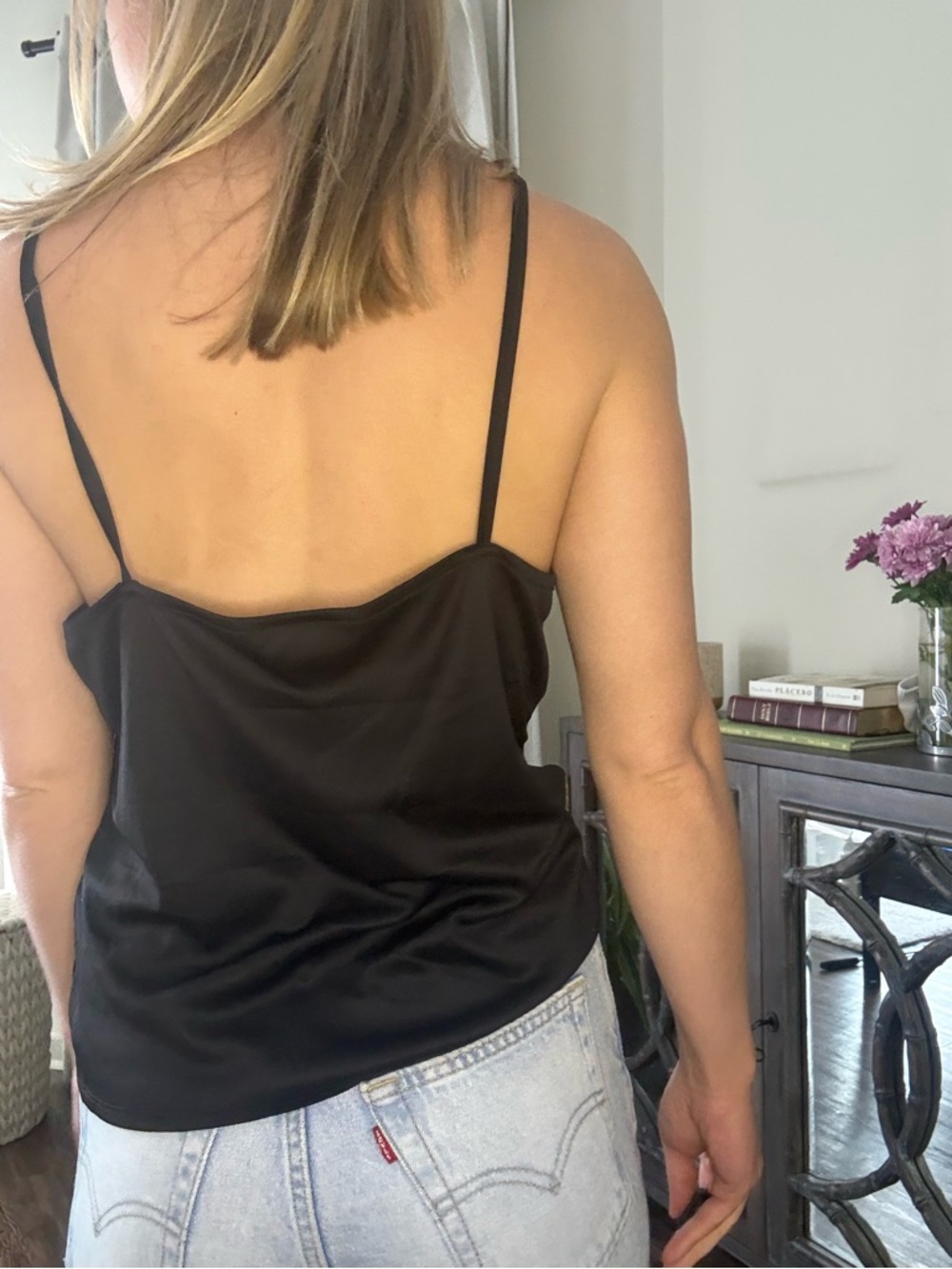 Classic Black Slim-Strap Cami Top - Picture 5 of 7